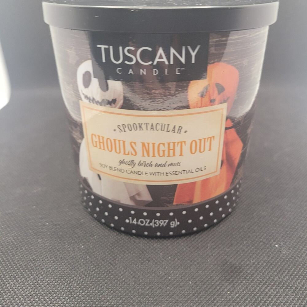 Tuscany Candle Spooktacular Ghouls Night Out 3 Wick Candle Ghost Birch Moss 14oz